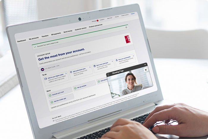 Co-browse session on a laptop for a new bank account